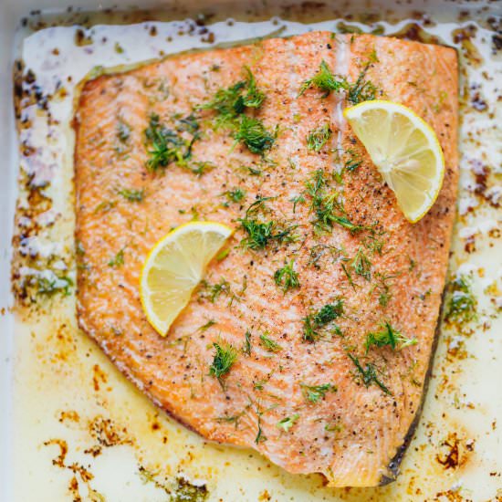 Garlic Dill Lemon Baked Salmon