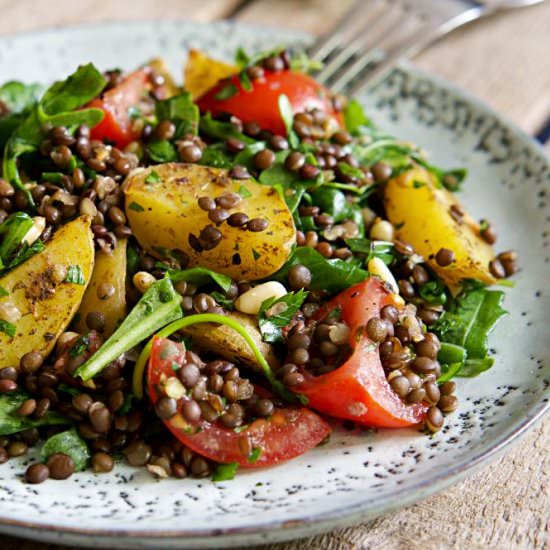 Baked Potato Salad with Lentils