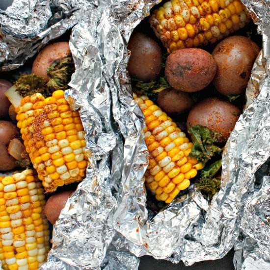 Grilled Cajun Veggie Hobo Packs