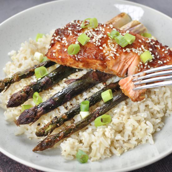 Miso Salmon with Purple Asparagus