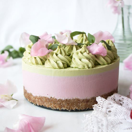 Strawberry Basil Vegan Cheesecake