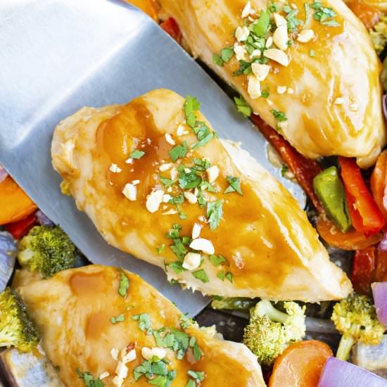 Sheet Pan Thai Peanut Chicken