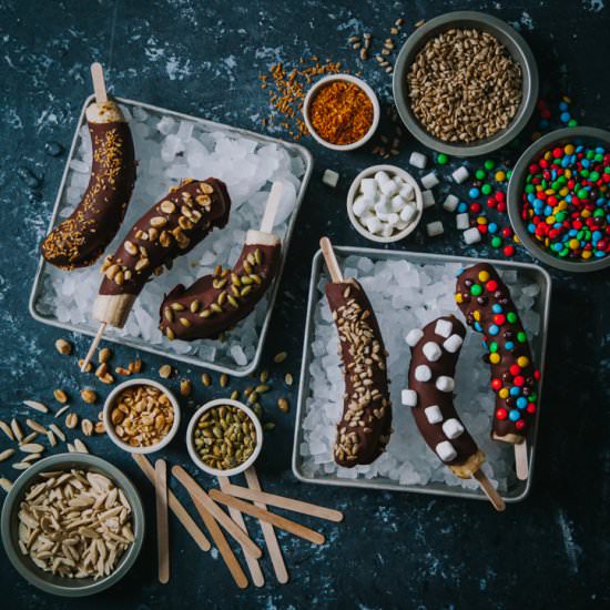 PB Chocolate Banana Pops