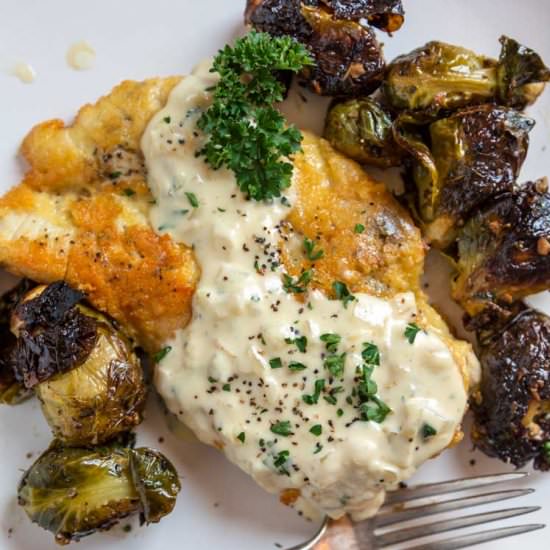 Parmesan Chicken with Mustard Cream