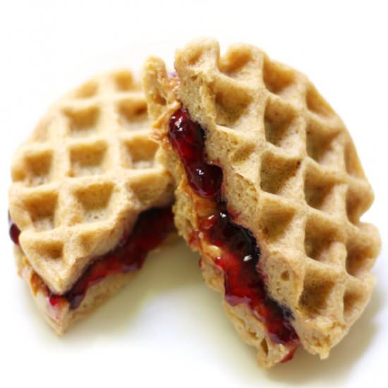 Mini GF/V PB&J Waffle Sandwiches