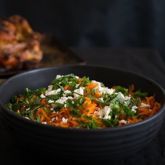 Herby harissa, feta & carrot salad