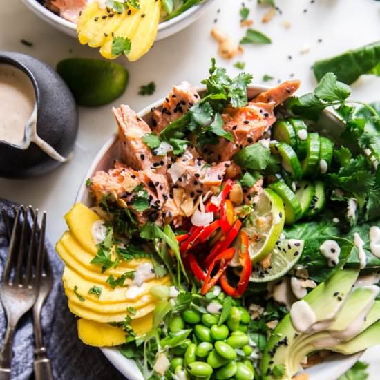 Coconut Rice Salmon Bowl