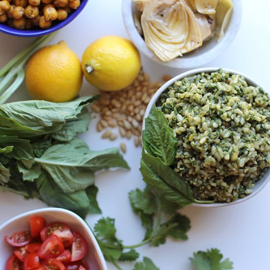 Vegan pesto rice
