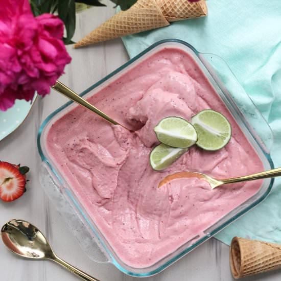 Roasted Strawberry + Lime Fro-Yo
