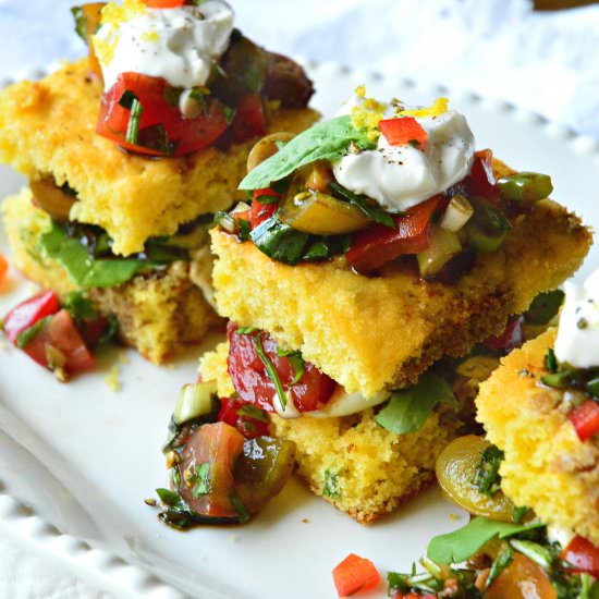 Cornbread with Tomato Salad
