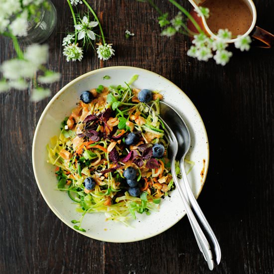 Tahini peanut zucchini noodle bowl