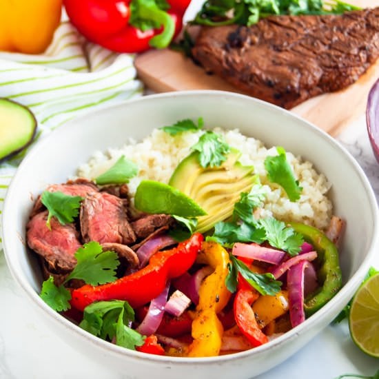 Grilled Steak Fajita Veggie Bowls