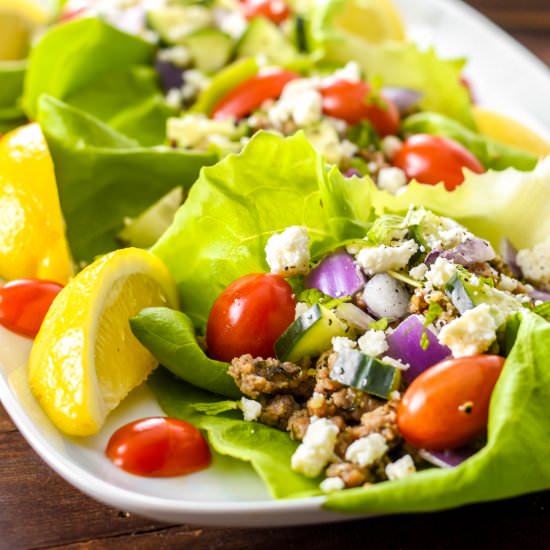 Greek Turkey Taco Lettuce Wraps