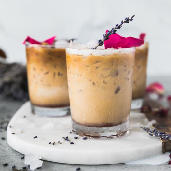 Rose Lavender Honey Iced Lattes
