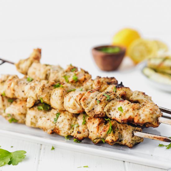 Grilled Pesto Chicken Kebabs