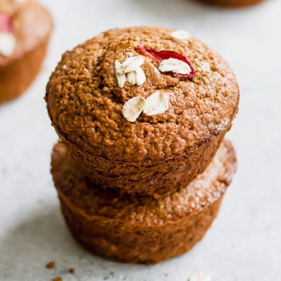 Rhubarb oat bran muffins