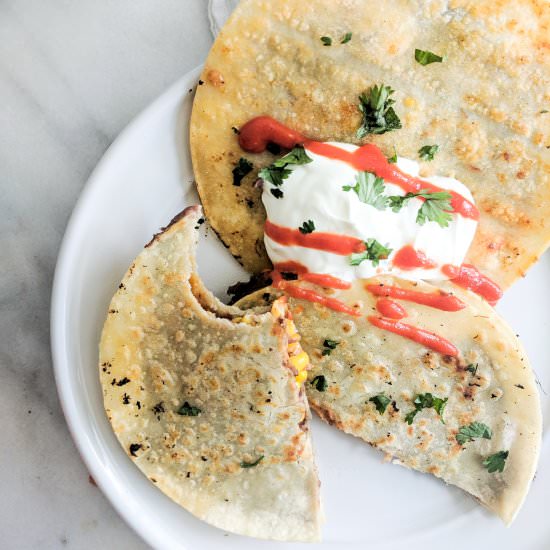 Sriracha Lime Corn Quesadillas