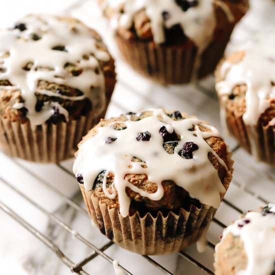 One Bowl Vegan Blueberry Muffins