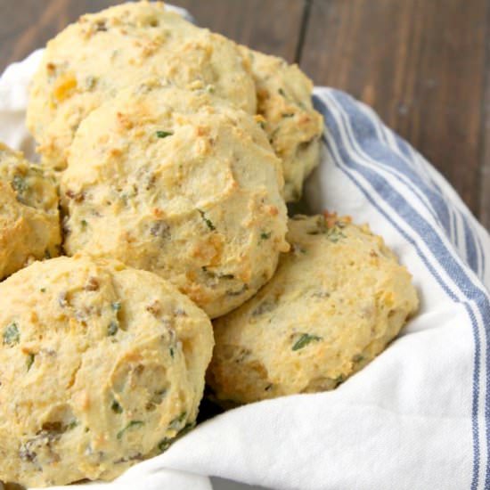 Cheddar, Chive, & Sausage Biscuits