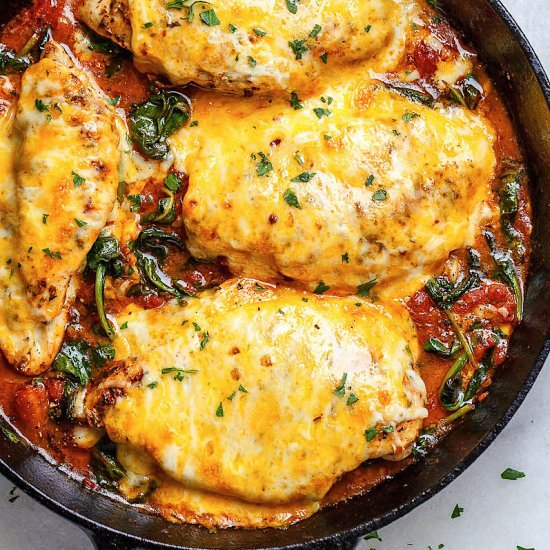 Tomato Spinach Chicken Skillet