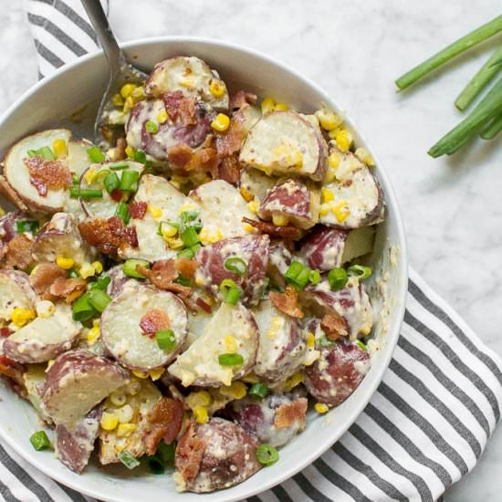 Roasted Corn and Bacon Potato Salad