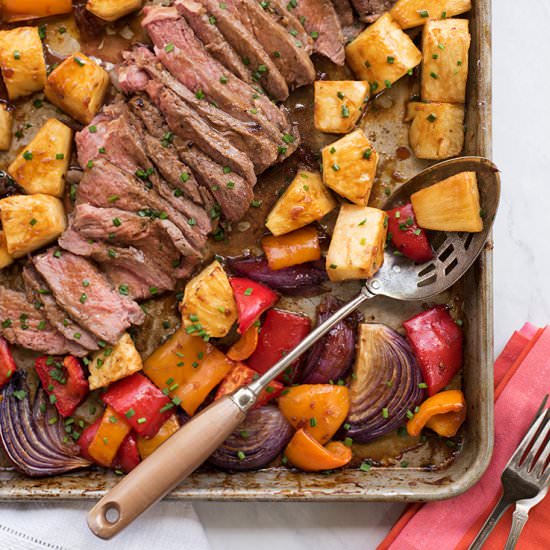 Hawaiian Steak Sheet Pan Dinner