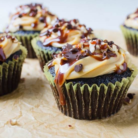 Small Batch Turtle Cupcakes
