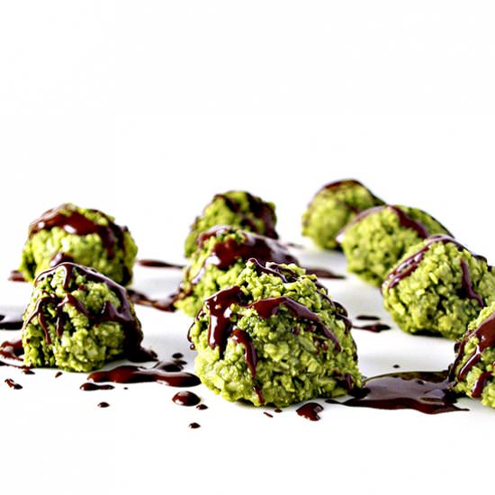 Chocolate-Drizzled Matcha Bites