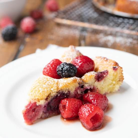 Butter Cake with Boozy Berries