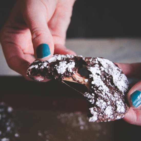 Chocolate Rolo Crinkle Cookies