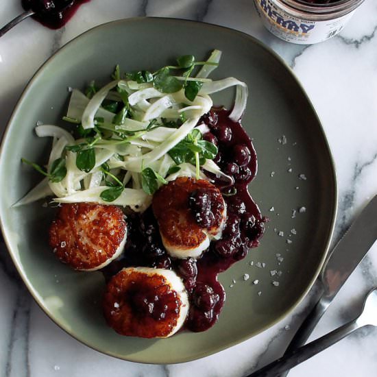 Scallops with Blueberry Aigre-Doux