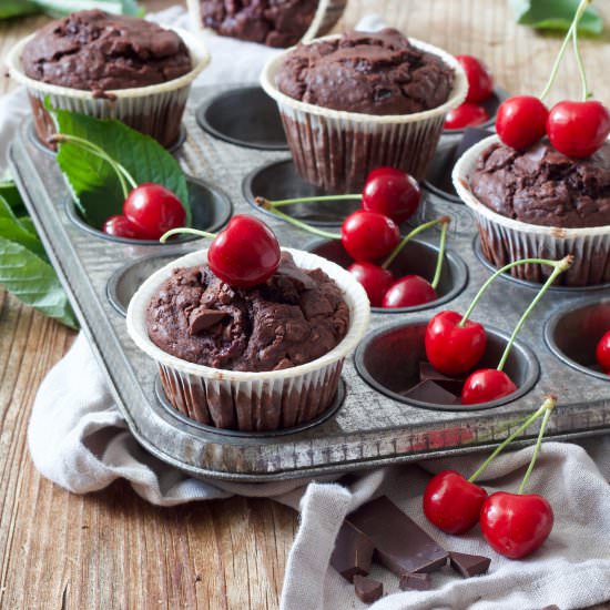 chocolate cherry muffins