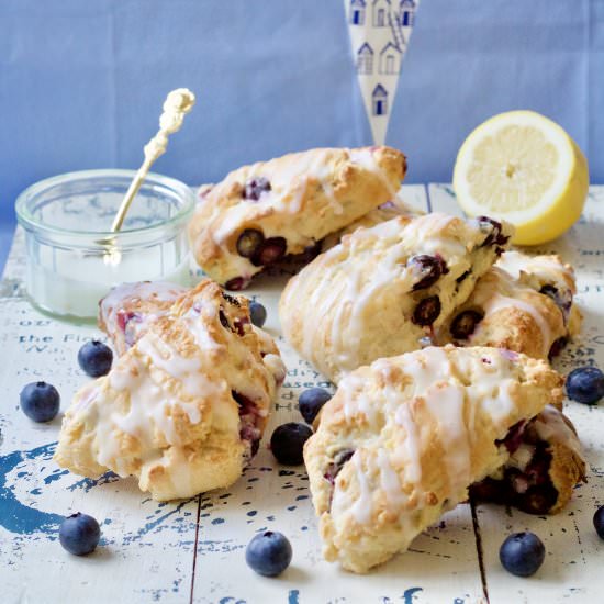 Blueberry Scones with Lemon Glaze