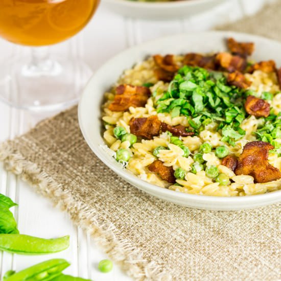 Orzo with beer-mascarpone sauce
