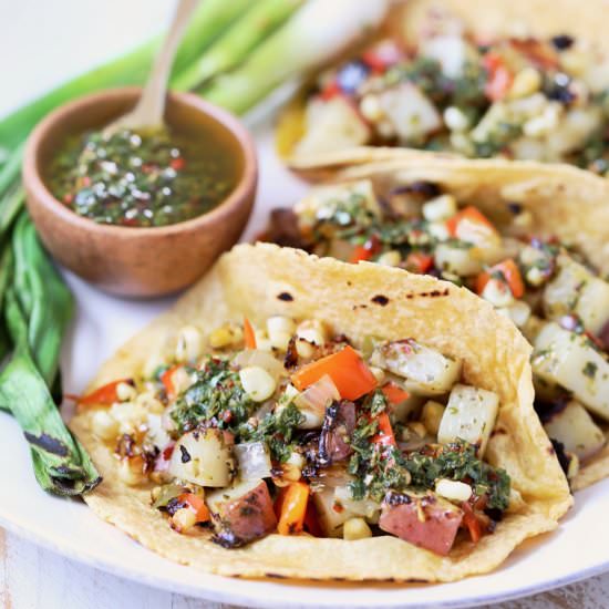 Grilled Veggie Chimichurri Tacos