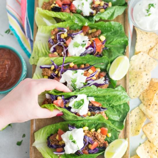 Vegan Tacos in Lettuce Cups