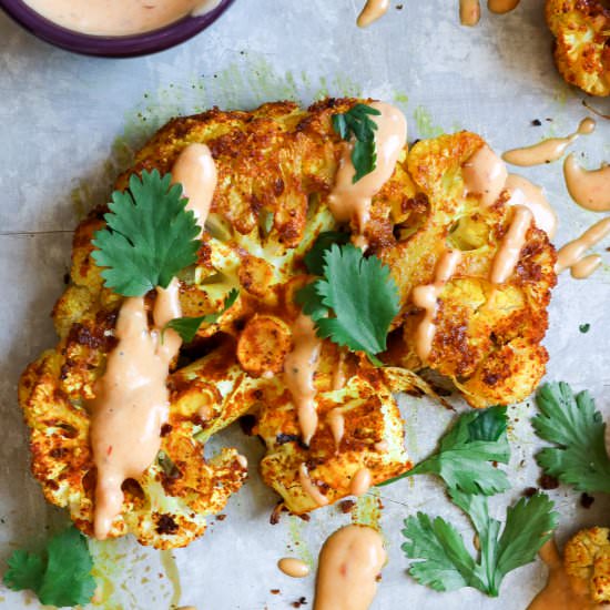 Roasted Shawarma Cauliflower Steaks