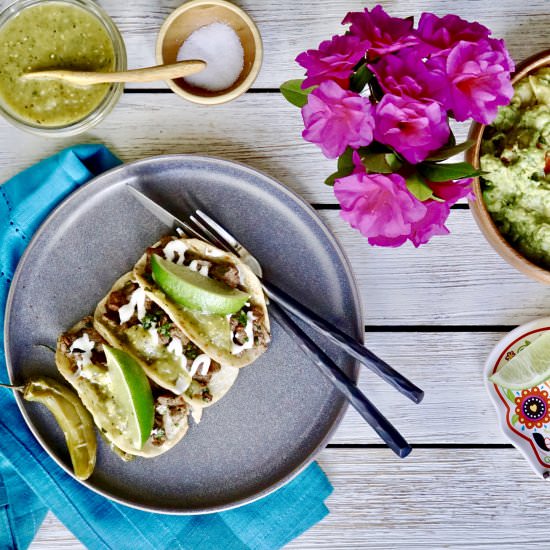 Beef Tacos With Tomatillo Salsa