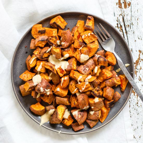 Harissa Roasted Sweet Potatoes