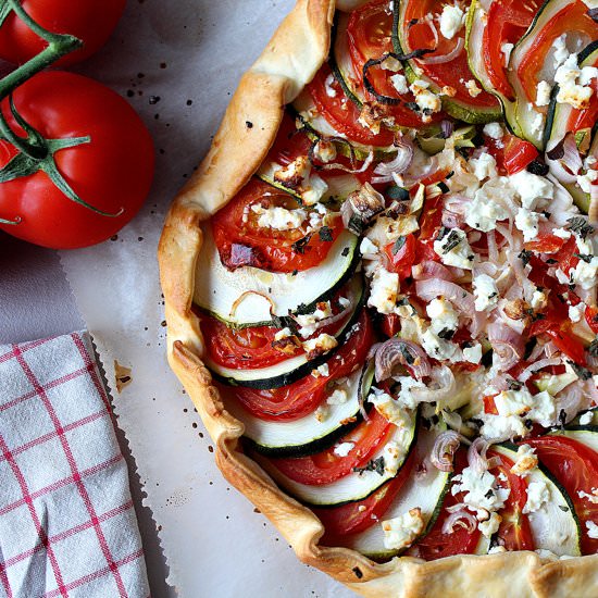 Tomato, zucchini & feta galette