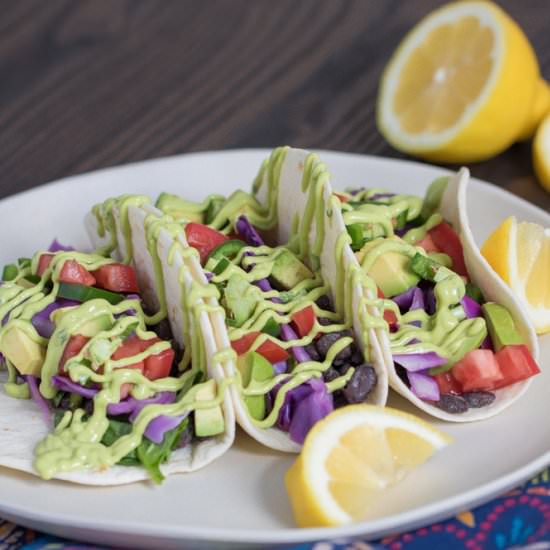 Black Bean Tacos + Mango Sauce