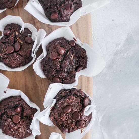 Zucchini Double Chocolate Muffins