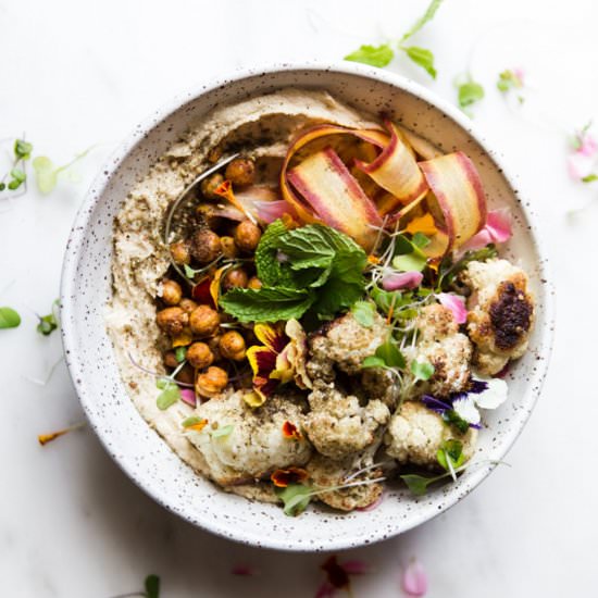 Roasted Garlic and Hummus Bowl