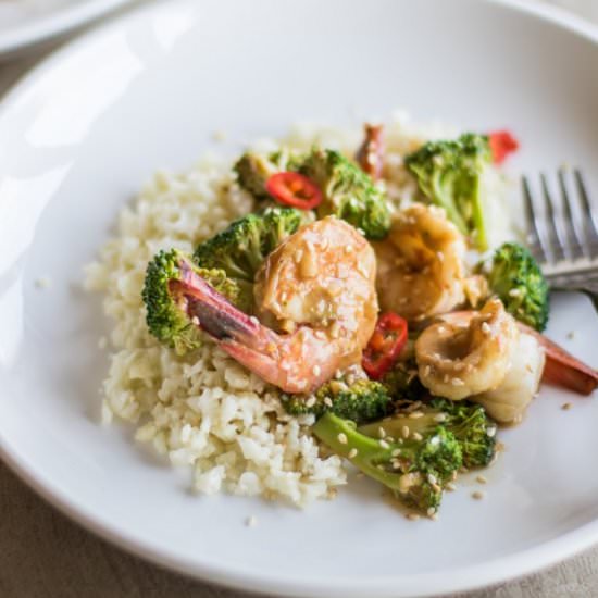 Whoe30 Garlic Shrimp & Broccoli