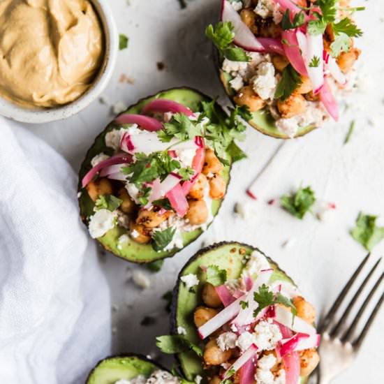 Tuna Salad and Chickpea Avocados