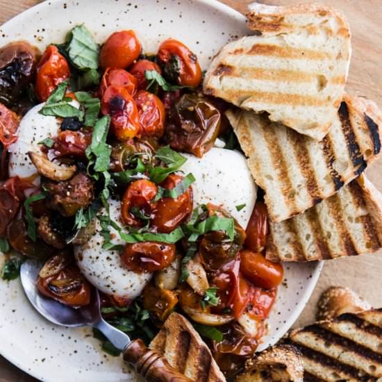 Braised Tomatoes with Burrata