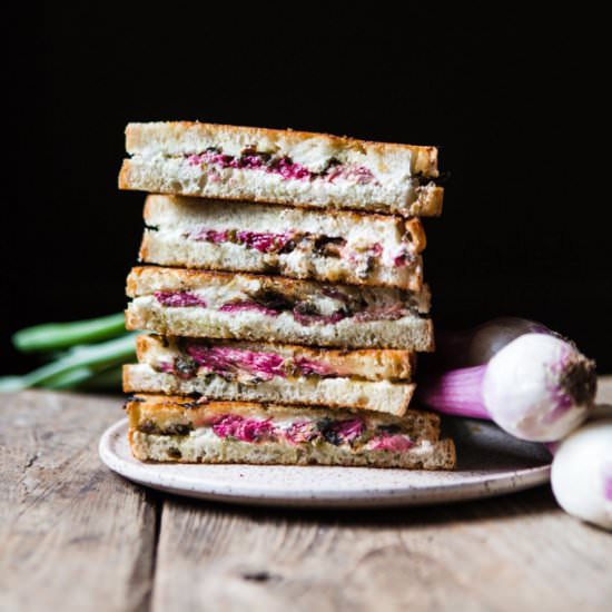 Rhubarb and Chèvre Grilled Cheese