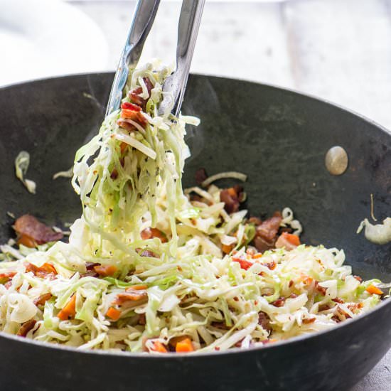 Fried Cabbage and Bacon Slaw