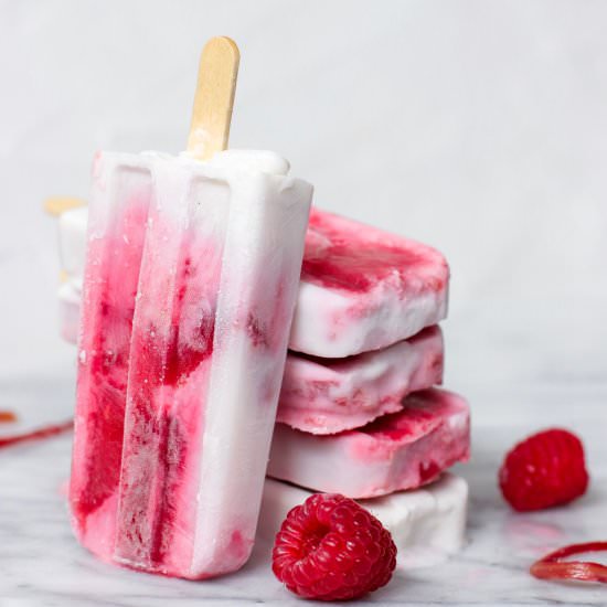 Rhubarb, Raspberry, & Cream Pops