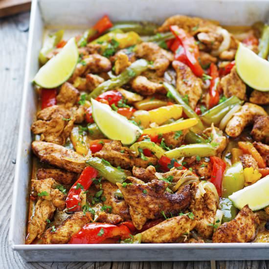Sheet Pan Spicy Chicken Fajitas